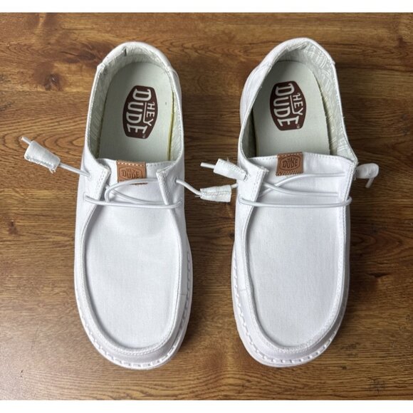 Hey Dude Wendy Stretch Canvas Women's Casual Shoes, White, Size 9 - Picture 2 of 7